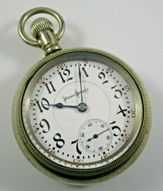 Illinois Pocket Watch A.  Lincoln 21j Runs Dial Ls Gothic 18s