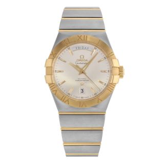 Omega Constellation Silver Dial Day 18k Gold Steel Men Watch 123.  20.  38.  22.  02.  002