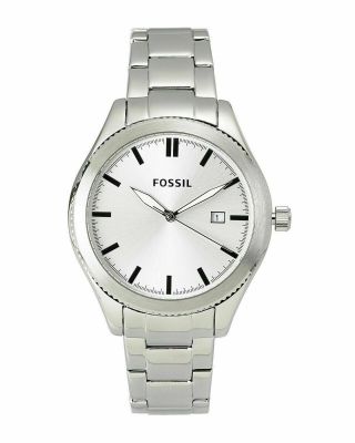 Nwt Fossil Ladies Silver Stailess Steel Three Hand Dial Watch Bq3183 Msrp $115