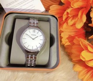 NWT Fossil Suitor Silver Tone Stainless Steel BQ3115 Women ' s Watch MSRP $135 5