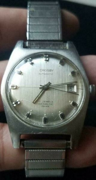 Vintage Crosby Yema Wristmaster Mechanical Watch Steel Case 1960 