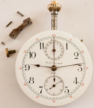 Antique CL Guinand Locle Split Seconds Chronograph Pocket Watch Movement 2