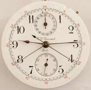 Antique CL Guinand Locle Split Seconds Chronograph Pocket Watch Movement 4