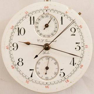 Antique CL Guinand Locle Split Seconds Chronograph Pocket Watch Movement 6