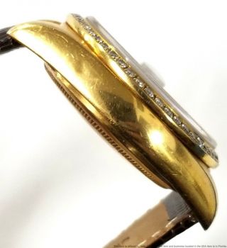 Rolex President Day Date 18038 Diamond Bezel Dial 18k Gold Quickset Watch 9