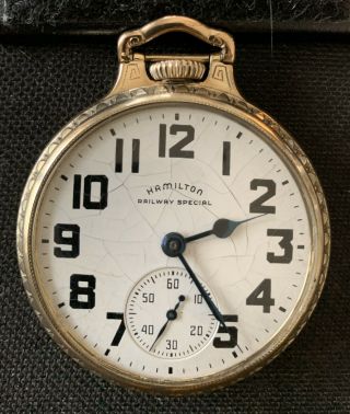 Hamilton 992b Railroad Pocket Watch 16s 1949 Keeps Perfect Time Gold Case W/ Boc