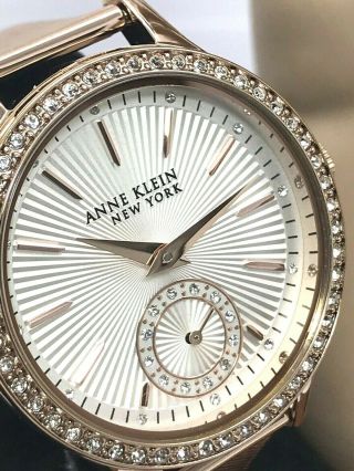 Anne Klein York 12/2306svrg Womens 34mm Crystal Accent Rose Tone Steel Watch