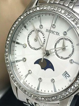 Invicta Angel Moon Phase Ladies Watch Crystal Dial Quartz Stainless Steel 22504