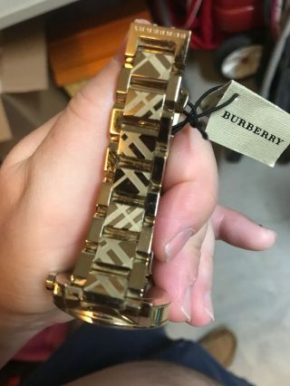 Auhentic Burberry BU9145 Swiss Gold Ion - Plated Stainless Steel Womens Watch 34mm 8
