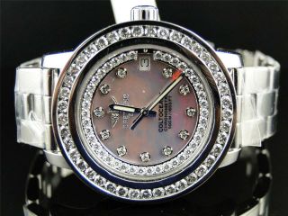 Custom Ladies Breitling Aeromarine Pink Dial Colt Ocean Diamond Watch 3 Ct