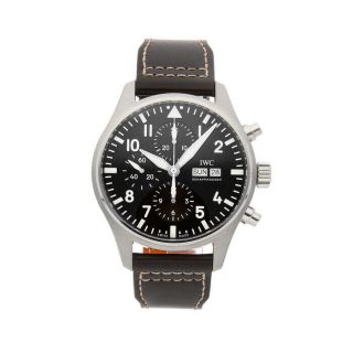 Iwc Pilots Chronograph Auto 43mm Steel Mens Strap Watch Date Iw3777 - 13