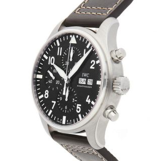 IWC Pilots Chronograph Auto 43mm Steel Mens Strap Watch Date IW3777 - 13 3