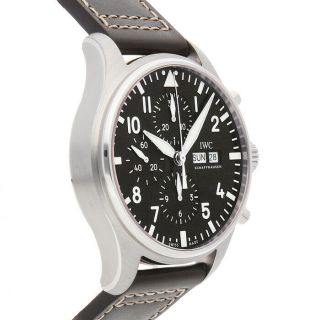 IWC Pilots Chronograph Auto 43mm Steel Mens Strap Watch Date IW3777 - 13 4