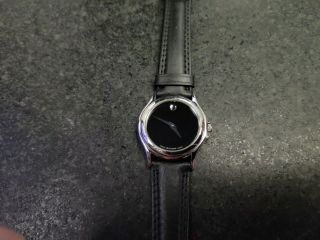 Movado 87 E4 0823 Ladies Watch Black Museum Dial Black Leather Band 3