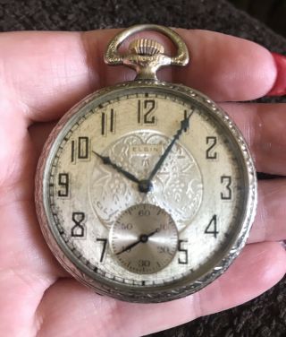 1926 Elgin Pocket Watch 12s 15 Jewel Open Face Gold Filled Engraved Running