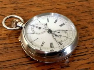 Silver Cased Rattrapante (split Second) Chronograph Pocket Watch