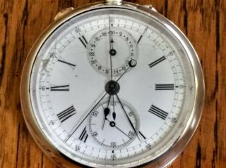 Silver Cased Rattrapante (Split Second) Chronograph Pocket Watch 3