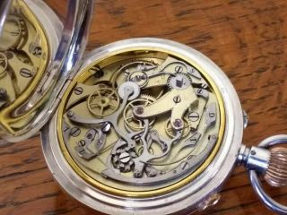 Silver Cased Rattrapante (Split Second) Chronograph Pocket Watch 9