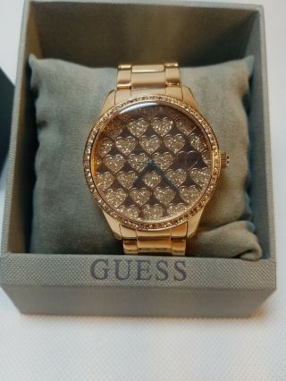 Womens Rose Gold Wardrobe Watch With Hearts Guess.  With Tags.  Never Worn.