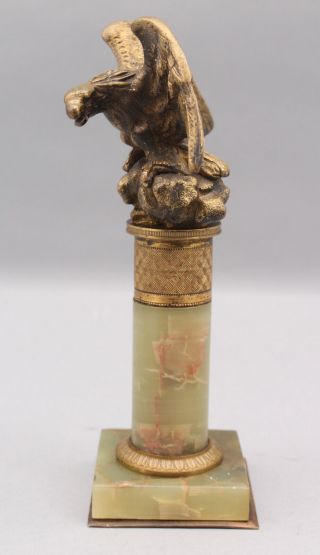 Antique Gilded Bronze American Eagle & Agate Pillar Pocket Watch Holder NR 5
