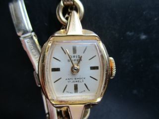Vintage Swiss Made Rolled Gold 17j Oris Ladies Watch & 3 Bar Gate Bracelet