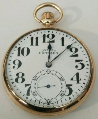 Hampden 16s.  Chronometer 21 Jewel Adj.  Bridge (1916) Railroad 14k.  Gold Filled.