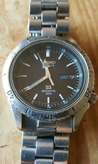 Vintage 1980s Seiko 8229 - 6000 Sports 100 Diver Style Watch