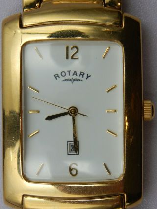 Mens Rotary Quartz Gold Plated Bracelet Watch Date.  Po 01523.  Ref 10843 - Batt Uc364