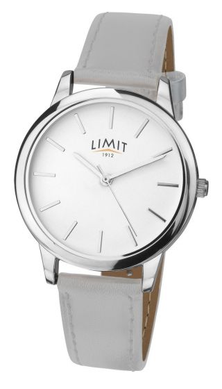 Limit Ladies Classic Silver Tone Watch Grey Strap White Dial 6362