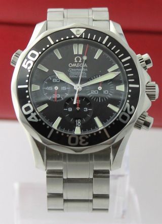 Omega Seamaster 2594.  52 Large Black Chronograph Auto Steel Watch