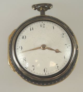 Gilt Horn Pair Cased Verge Fusee Pocket Watch.  By Jn Johnson,  London C1770