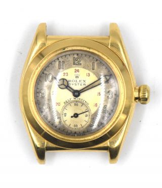 Vintage Gents Rolex Oyster Bubbleback 3130 Wristwatch 18k Yellow Gold C1936
