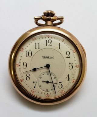 Waltham Riverside Maximus 12s 23j Gold Plated Openface Pocket Watch