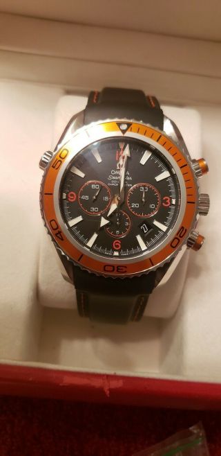 Omega Seamaster Planet Ocean Chronograph Watch 2218.  50.  00 600m,  Cards