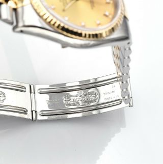 Vintage 1990 Rolex Datejust Diamond Dial Watch Men ' s 16233 Two Tone 18K Gold/SS 5