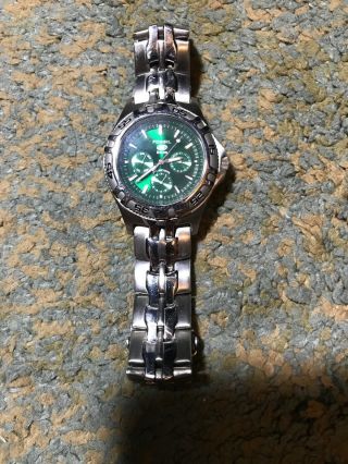 Fossil Blue Glow In The Dark Dial Watch Rotating Bezel 100 Meters