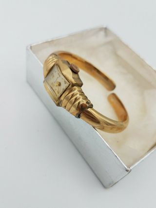 Vintage Mid - Century Ladies Bulova 10k Gold Filled Watch Bangle Bracelet Dot Jack