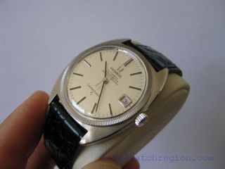 RARE OMEGA 18K SOLID WHITE GOLD CONSTELLATION TEXTURE LINEN DIAL WATCH SERVICED 3