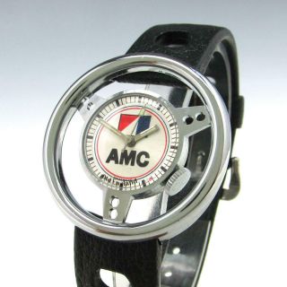Vintage Amc American Motor Corporation Old England Swiss Steering Wheel Watch