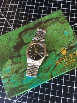 1969 Rolex 1601 Stainless Steel/18K White Gold Datejust Black w/Jubilee bracelet 10