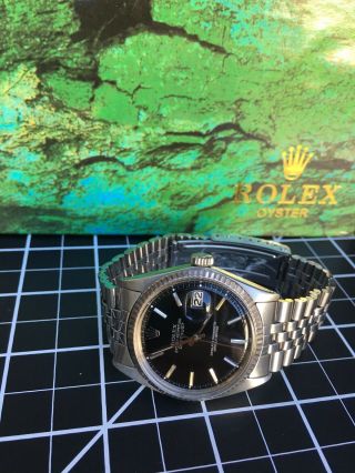 1969 Rolex 1601 Stainless Steel/18K White Gold Datejust Black w/Jubilee bracelet 11