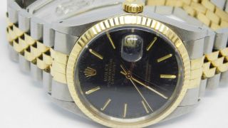 Rolex Datejust 16013 SS/18K gold automatic men ' s watch w/ black dial 3