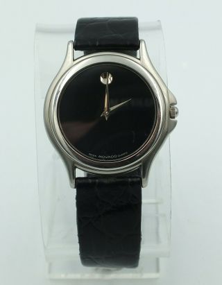 Movado Watch Museum Dial 84 - E4 - 0863 Stainless Steel Black Leather Swiss Quartz