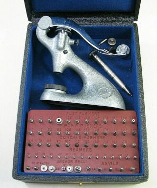 Vintage Seitz Watchmaker Jewel Setting Press Repair Tool W/orig Case