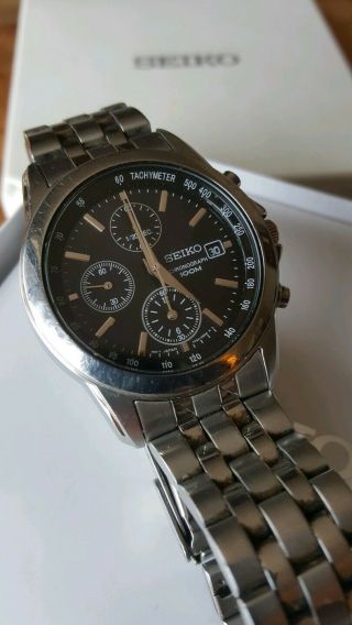 Seiko SNDC09P1 Black Dial Chronograph Cal 7T92 Stainless Steel Bracelet Watch 5