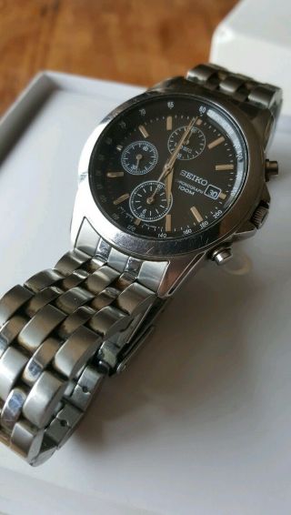 Seiko SNDC09P1 Black Dial Chronograph Cal 7T92 Stainless Steel Bracelet Watch 7