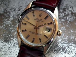 Just 1980 Gold Capped Rolex Oyster Perpetual Date Gents Vintage Watch 4
