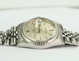 Rolex Watch Men ' s Datejust 16234 Stainless Steel Silver Dial Gold Fluted Bezel 7