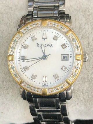 Ladies Bulova Diamond Bezel & Mop Dial Quartz Watch - Model C637451