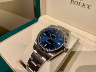 2019 Rolex Oyster Perpetual 39 114300 Blue Dial - Box,  Papers